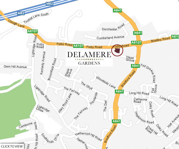 Delamere Gardens: Location in Fixby, Huddersfield